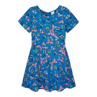 Yumi Girl blue Japanese Printed Dress